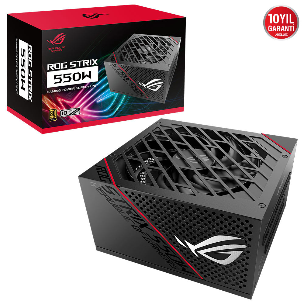ASUS ROG-STRIX-550G 80 PLUS GOLD 550W MODÜLER GÜÇ KAYNAĞI JAPON KAPASİTÖRLER 10 YIL GARANTİ resmi