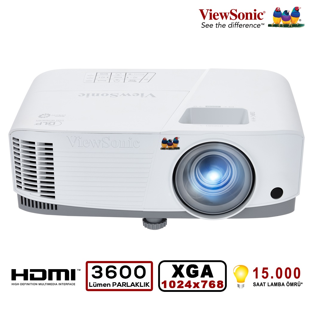 VIEWSONIC PA503X DLP XGA 1024X768 3800AL HDMI 3D 22000:1 HOPARLOR PROJEKSIYON resmi