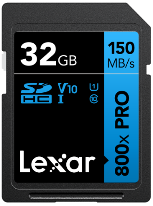 LEXAR 32GB LSD0800P032G-BNNNG 800X PRO SDHC UHS-I CARDS 150MB/S READ C10 V10 U1 resmi