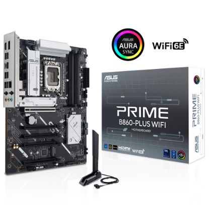 ASUS PRIME B860 PLUS WIFI Intel B860 LGA1851 DDR5 8200 DP HDMI 2x M2 USB32 Gen 2x2 WiFi 6E + BT AURA RGB 2.5Gbit LAN ATX 8+1+1 Güç Aşamaları 1xGen5 M.2 Ready for Advanced AI PC resmi