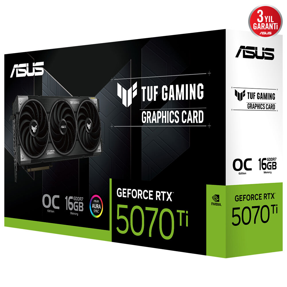 ASUS-TUF-RTX5070TI-O16G-GAMING-NVIDIA-GEFORCE-RTX 5070 TI-16GB GDDR7-256bit--OC-2xHDMI-3xDP-RGB-DLSS4 EKRAN KARTI resmi