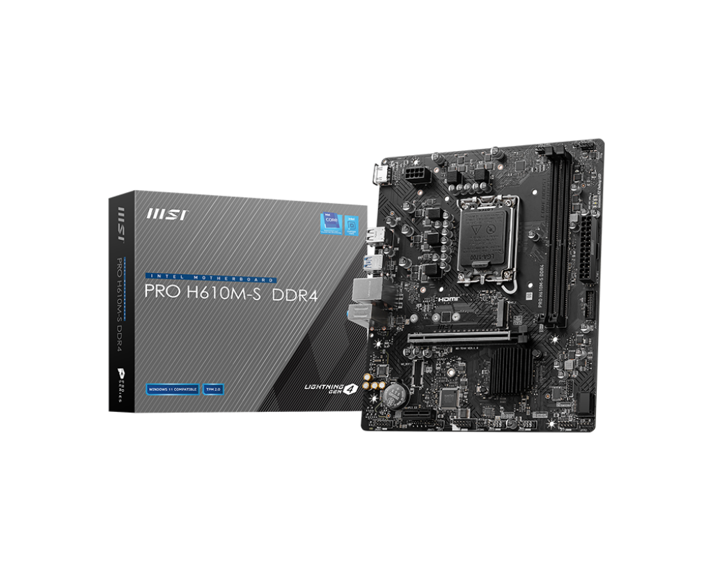 MSI MB PRO H610M-S DDR4 SOKET 1700 DDR4 3200(OC) HDMI  M.2 USB3.2 1x 1G LAN mATX resmi