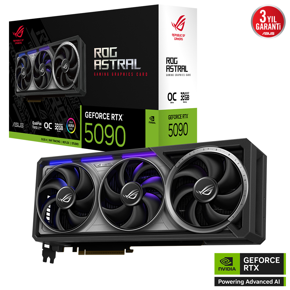 ASUS-ROG-ASTRAL-RTX5090-O32G-GAMING-NVIDIA-GEFORCE-RTX 5090-32GB GDDR7-512bit--OC-2xHDMI-3xDP-RGB-DLSS4 EKRAN KARTI resmi