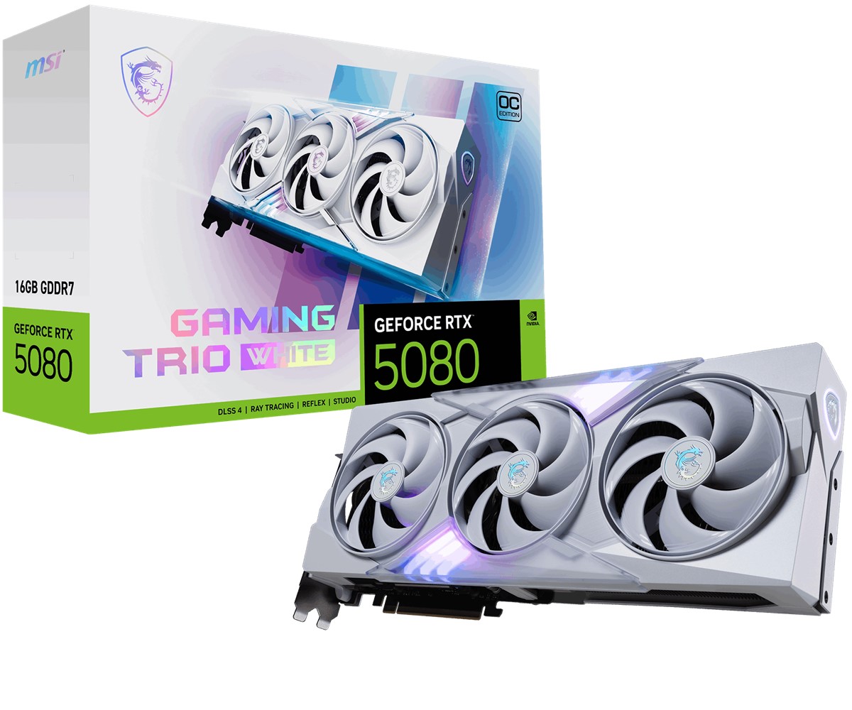 MSI VGA GEFORCE RTX 5080 16G GAMING TRIO OC WHITE RTX5080 16GB GDRR7 256 B DX12 PCIE 5.0 X16 (3XDP 1XHDMI) resmi