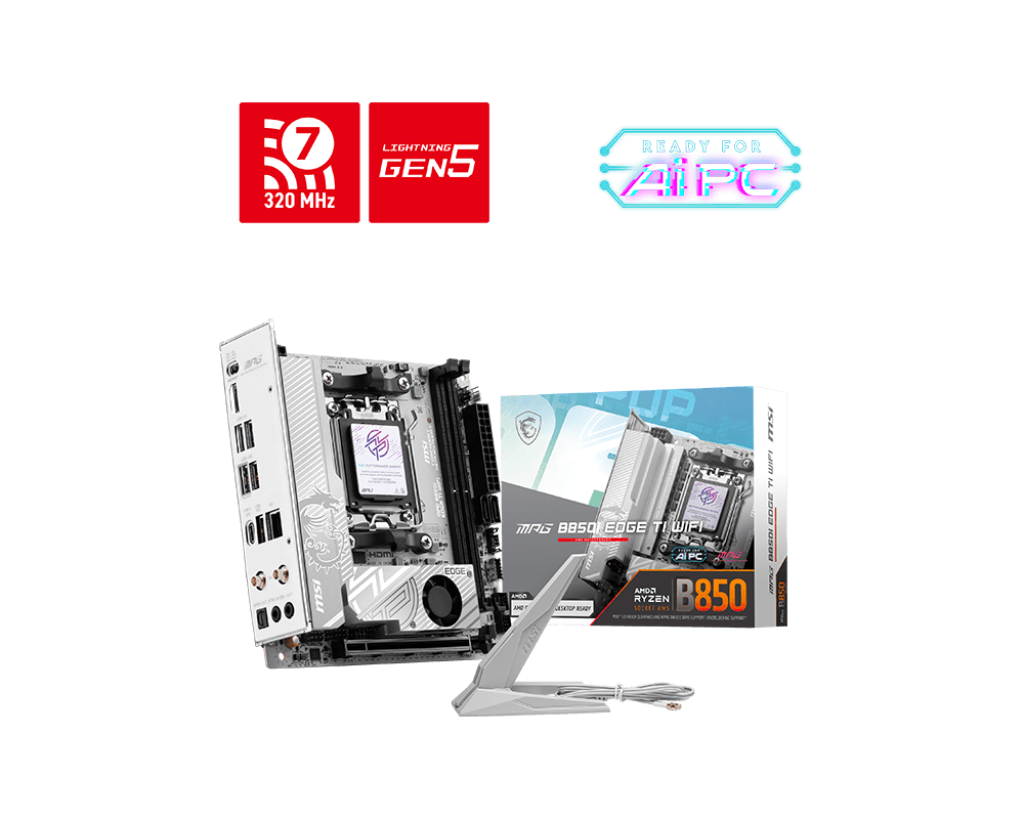 MSI MPG B850I EDGE TI WIFI AM5 DDR5 8200MHZ(OC) HDMI 2X M.2 USB 20GBS 5G LAN WI-FI 7 MINI ITX resmi