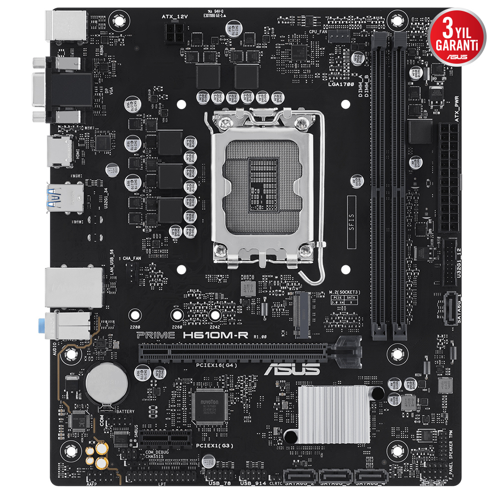 ASUS MB PRIME H610M-R-SI INTEL H610 LGA1700 DDR5 5600 DP HDMI VGA M2 USB3.2 mATX ASUS 5X PROTECTION III - Beyaz Kutu resmi