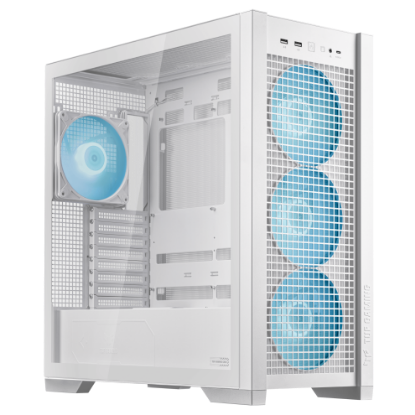 ASUS TUF GAMING GT302 TG ARGB MAKSİMUM SOĞUTMA SÖK TAK ÜST VE YAN PANELLER GİZLENMİŞ ANAKART BAĞLANTI DESTEĞİ 4 ADET 140 X 28 MM FAN E ATX 12x10.9 ATX Micro-ATX Mini-ITX - BEYAZ KASA resmi