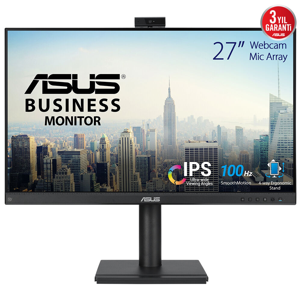 ASUS KURUMSAL BE249QFK 23.8 IPS WEBCAM 1920x1080 5ms 100Hz 250cd DP HDMI VGA Hoparlör VESA 3YIL 99% sRGB DÜŞÜK MAVİ IŞIK EYE CARE PİVOT MONİTÖR resmi