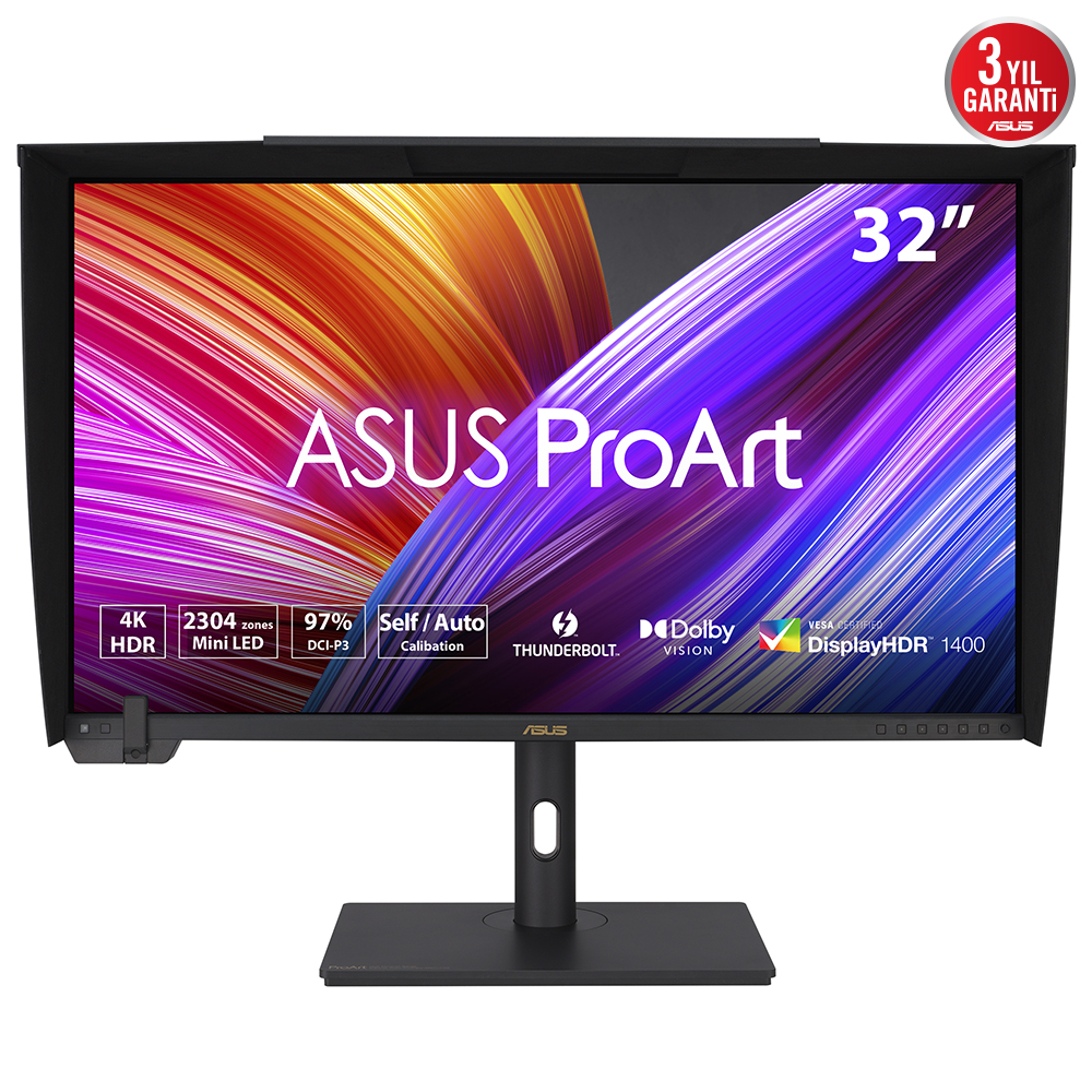 ASUS ProArt PA32UCXR 32 Mini LED 3840x2160 5ms 60Hz 1000cd Thunderbolt 4 DP HDMI USB-C Hoparlör VESA 3YIL 2.304 Bölgeli Mini LED Arka Aydınlatma Dahili Motorlu Renk Ölçer Kendinden / Otomatik Kalibrasyon HDR-10 HLG Dolby Vision %99 Adobe RGB %97 D resmi