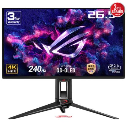 ASUS ROG SWIFT PG27UCDM GAMING 4K QD-OLED GSYNC UYUMLU HDR 400 3840x2160 0.03ms 240Hz 450cd DP HDMI USB VESA 3YIL OLED CARE PRO HDR 99% DCI-P3 10BIT PD90 W MONİTÖR resmi