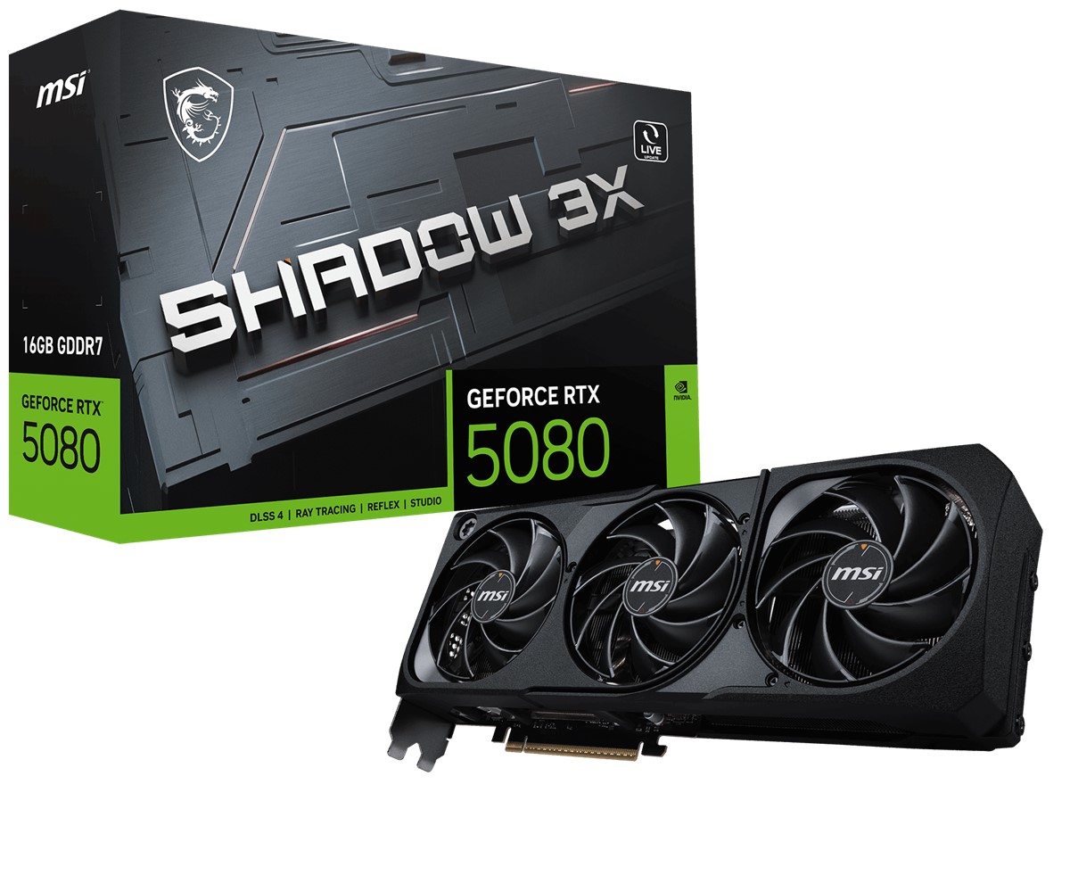 MSI VGA GEFORCE RTX 5080 16G SHADOW 3X RTX5080 16GB GDRR7 256 B DX12 PCIE 5.0 X16 (3XDP 1XHDMI) resmi