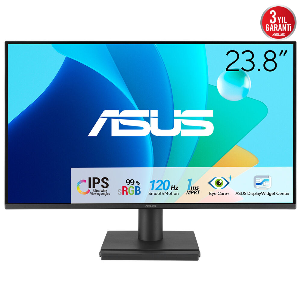 ASUS VA249HG 23.8 IPS 1920x1080 1ms 120Hz 300cd HDMI VGA VESA 3YIL EYECARE FLICKER-FREE DÜŞÜK MAVİ IŞIK 99%SRGB ÇERÇEVESİZ MONİTÖR resmi