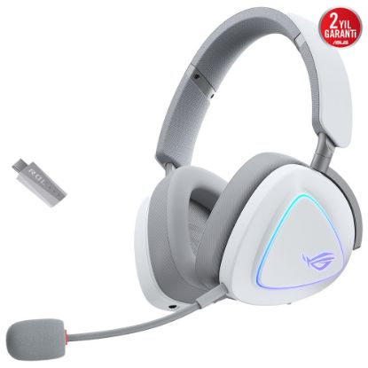 ASUS ROG DELTA II - BEYAZ KABLOSUZ OYUN KULAKLIĞI (50MM TİTANYUM SÜRÜCÜLER ROG SPEEDNOVA 10MM SÜPER GENİŞ BANT MİKROFON 153-SAAT PİL ÖMRÜ DUALFLOW SES BT 2.4GHZ 3.5MM PC SWITCH PS4 PS5 XBOX resmi