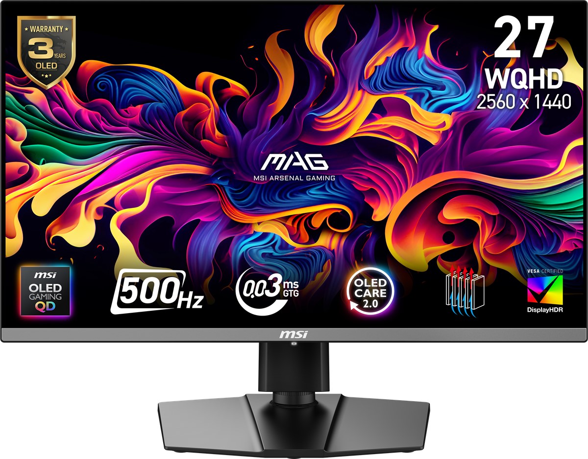 MSI 26.5" MAG 272QP QD-OLED X50 2560x1440 (WQHD) 16:9 FLAT QD-OLED 500HZ 0.03MS FREESYNC PREMIUM PRO PIVOT GAMING MONITOR resmi