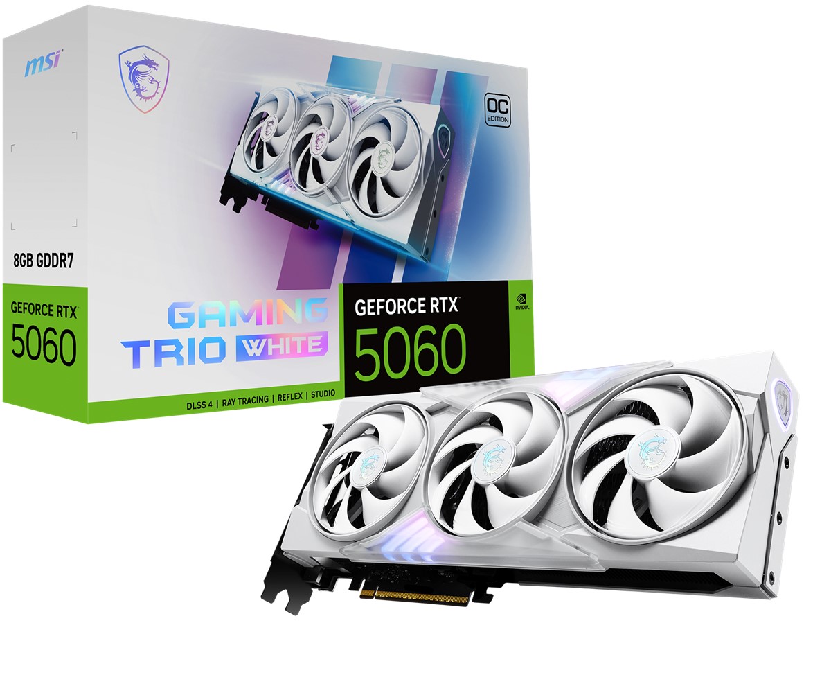 MSI VGA GEFORCE RTX 5060 8G GAMING TRIO OC WHITE RTX5060 8GB GDDR7 128B DX12 PCIE 5.0 X16 (3XDP 1XHDMI) resmi