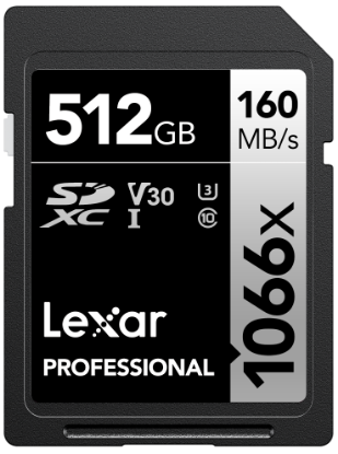 LEXAR 512GB LSD1066512G-BNNNG SD PROFESSIONAL 1066X SDXC UHS-I CARDS UP TO 160MB/S READ 120MB/S WRITE C10 V30 U3 resmi