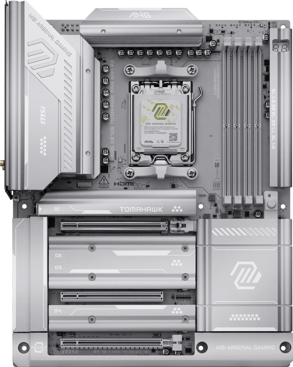 MSI MAG X870E TOMAHAWK MAX WIFI PZ AM5 DDR5 8400MHZ(OC) USB4 4x M.2 HDMI 2X DP 40 Gbps 5G LAN WIFI 7 RGB ATX resmi