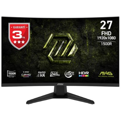 MSI 27 MAG 275CF X24 1920x1080 (FHD) 16:9 CURVE 1500R RAPID VA 240HZ 0.5MS (Min.) ADAPTIVE-SYNC GAMING MONITOR resmi