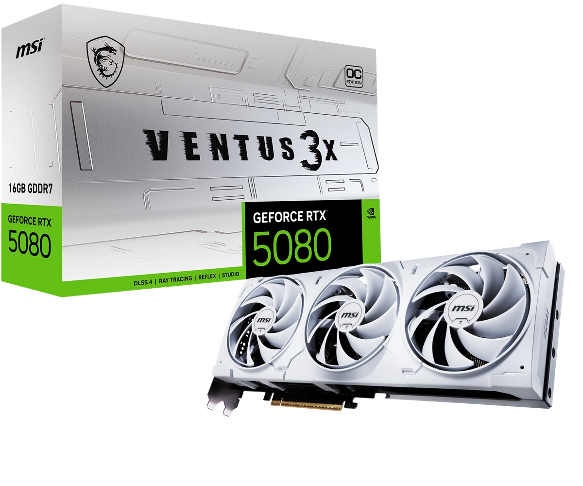MSI VGA GEFORCE RTX 5080 16G VENTUS 3X OC WHITE RTX5080 16GB GDRR7 256 B DX12 PCIE 5.0 X16 (3XDP 1XHDMI) resmi