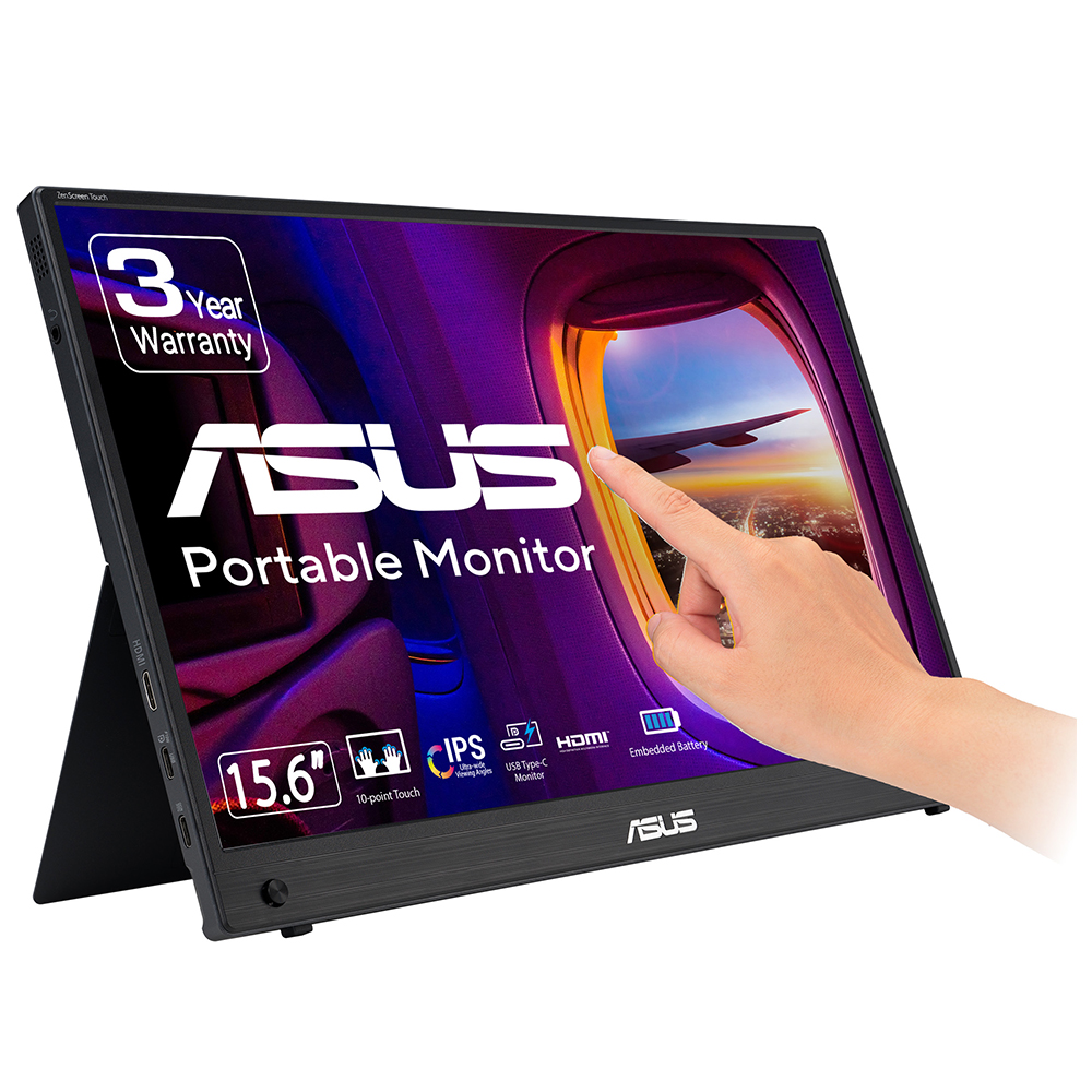 ASUS ZenScreen MB16AMTR 15.6 IPS 1920x1080 5ms 60Hz 250cd Mini-HDMI USB-C Hoparlör 3YIL 10 PARMAK DOKUNMATIK  DAHILI BATARYA  USB-C TO A ADAPTOR  EYECARE TAŞINABİLİR USB MONITOR resmi