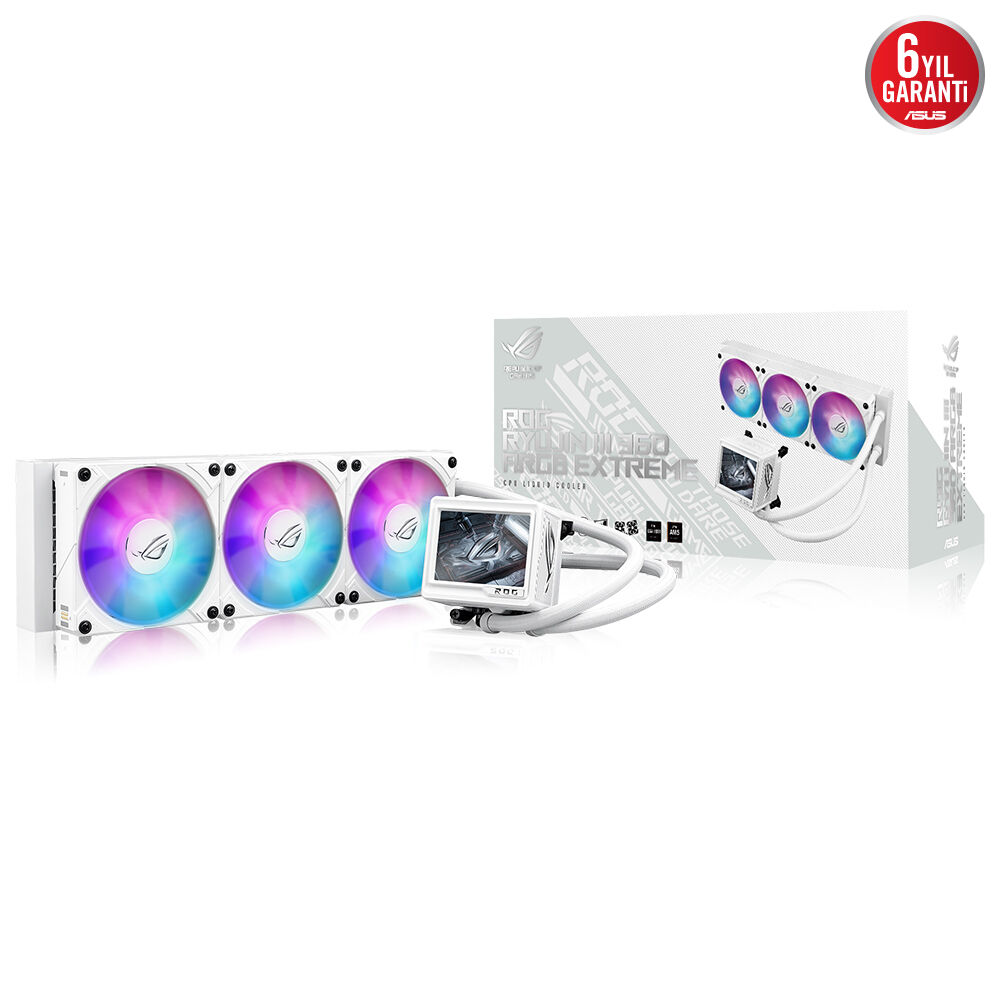 ASUS ROG RYUJIN III 360 ARGB EXTREME SIVI SOĞUTUCU, ASETEK EMMA GEN8 V2 POMPA, YÜKSEK HAVA AKIŞI VE STATİK BASINÇ İÇİN MANYETİK ARGB FANLAR, 3.5" LCD DONANIM TAKİBİ VE ÖZEL GIFLER - BEYAZ 6 YIL GARANTİ resmi