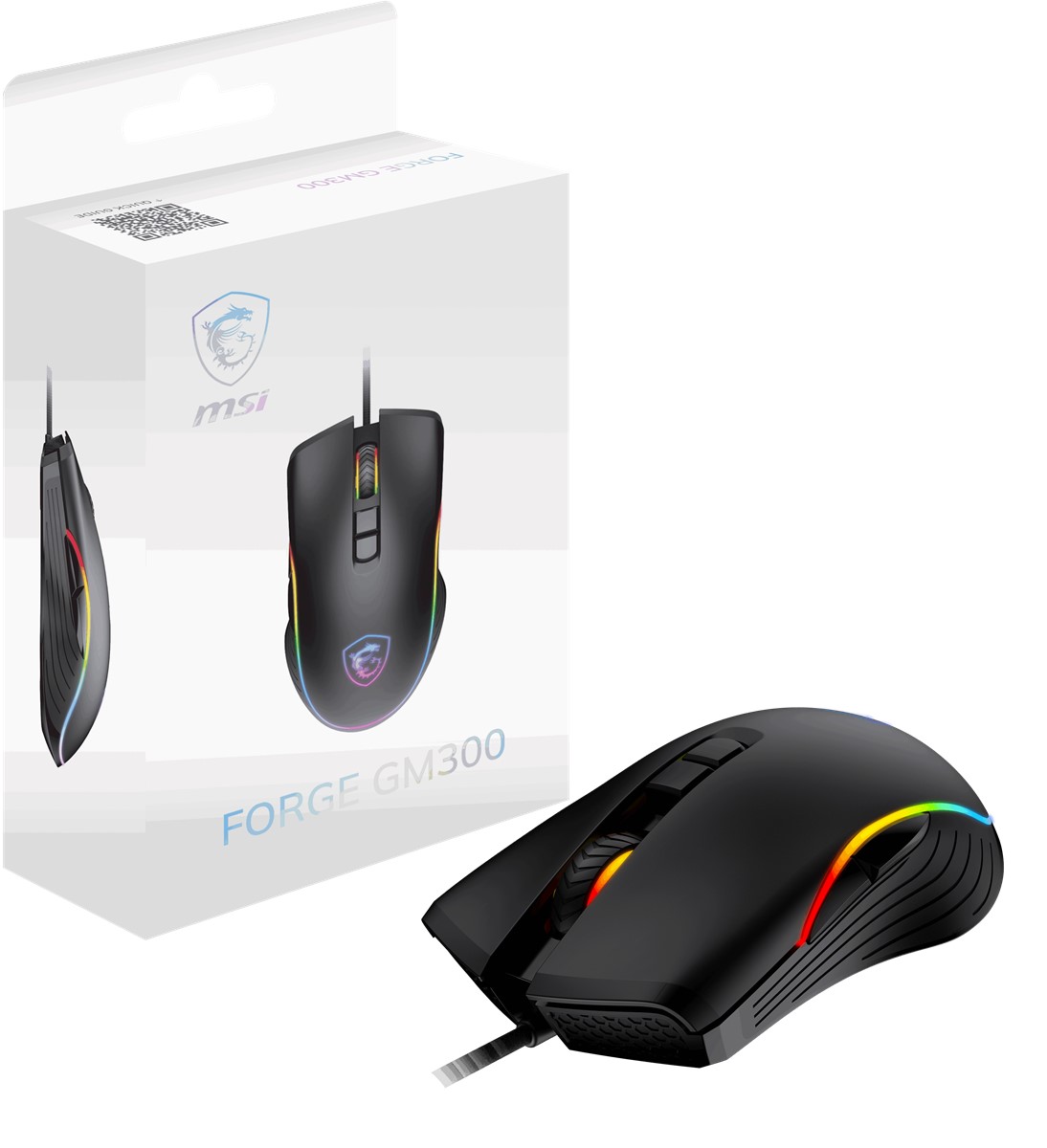 MSI GG FORGE GM300 GAMING MOUSE MAX 7200 DPI 118GR 1,5m KABLO OPTIK SENSOR MICRO SWITCH RGB LED OYUNCU FARESI resmi