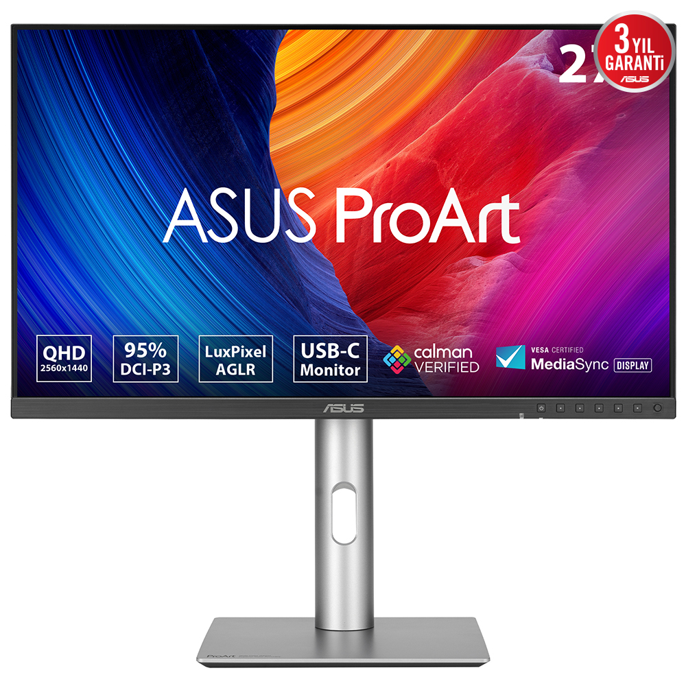 ASUS ProArt PA278CFRV 27 IPS HDR 2560x1440 5ms 100Hz 350cd DP HDMI USB-C Hoparlör VESA 3YIL 95% DCI-P3  Calman Verified  PD 96W PIVOT MONİTÖR resmi