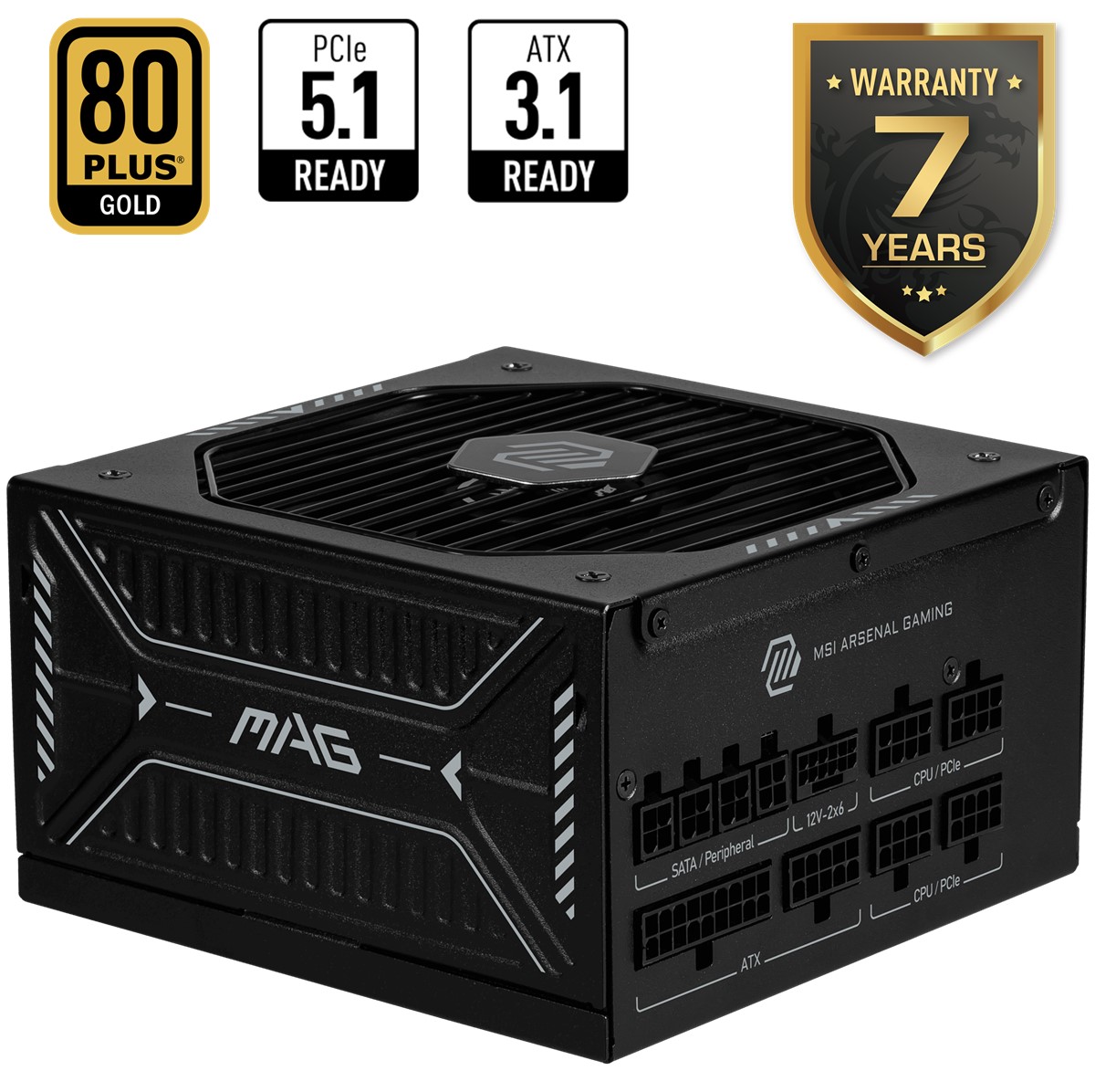 MSI PSU MAG A850GLS PCIE5 850W 80+ GOLD ATX 3.1 PCIE 5.1 2X 12V-2X6 POWER SUPPLY resmi