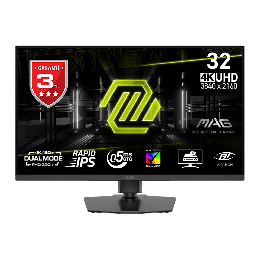 MSI 31.5 MAG 322URDF E16 3840x2160 (UHD) 16:09 FLAT RAPID IPS 160HZ 0.5MS (Min) FREESYNC PREMIUM GAMING MONITOR resmi