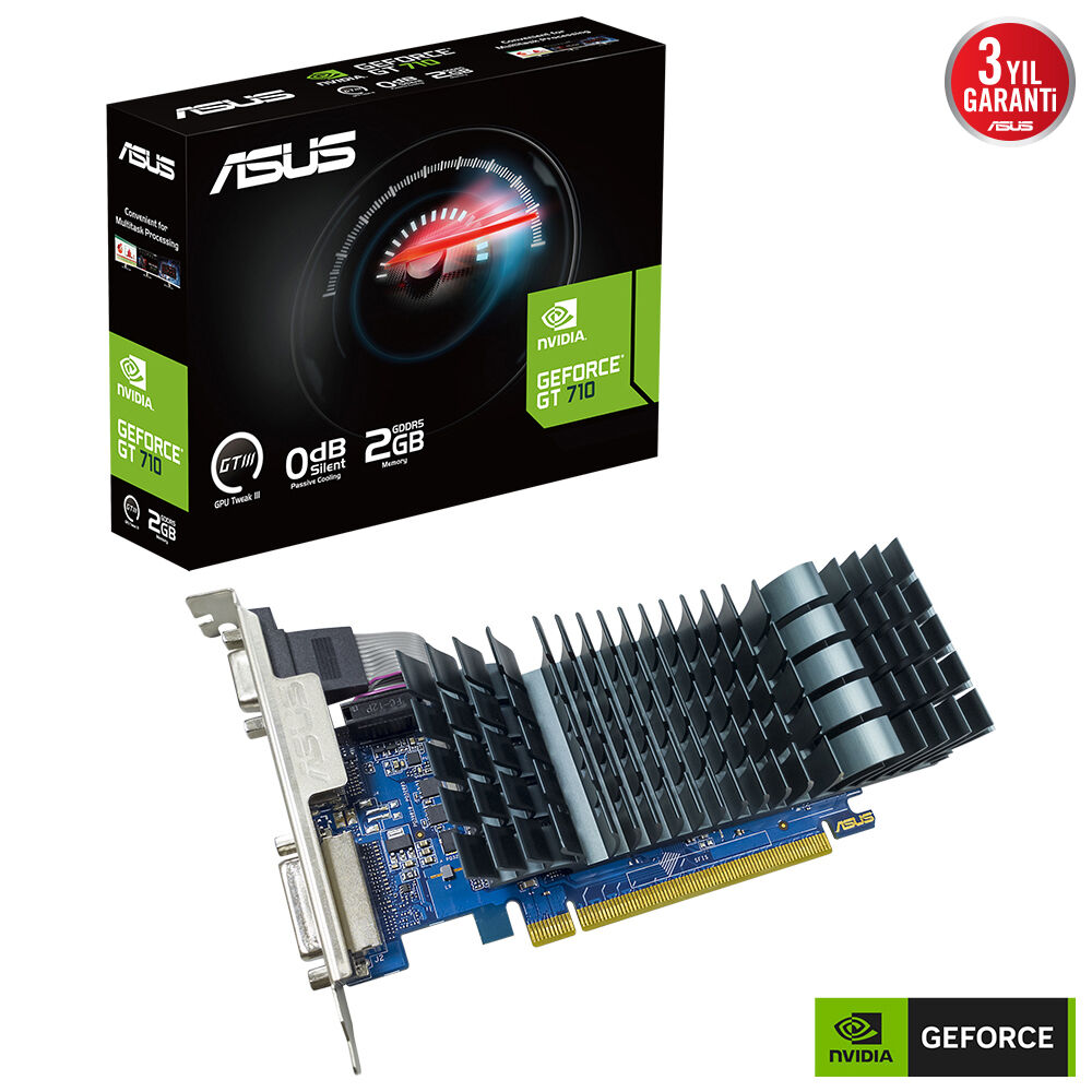 ASUS VGA GT710-SL-2GD5-BRK-EVO-NVIDIA-GEFORCE-GT 710-2GB DDR3-64bit-954MHz-DVI-HDMI-Low Profile-EKRAN KARTI resmi