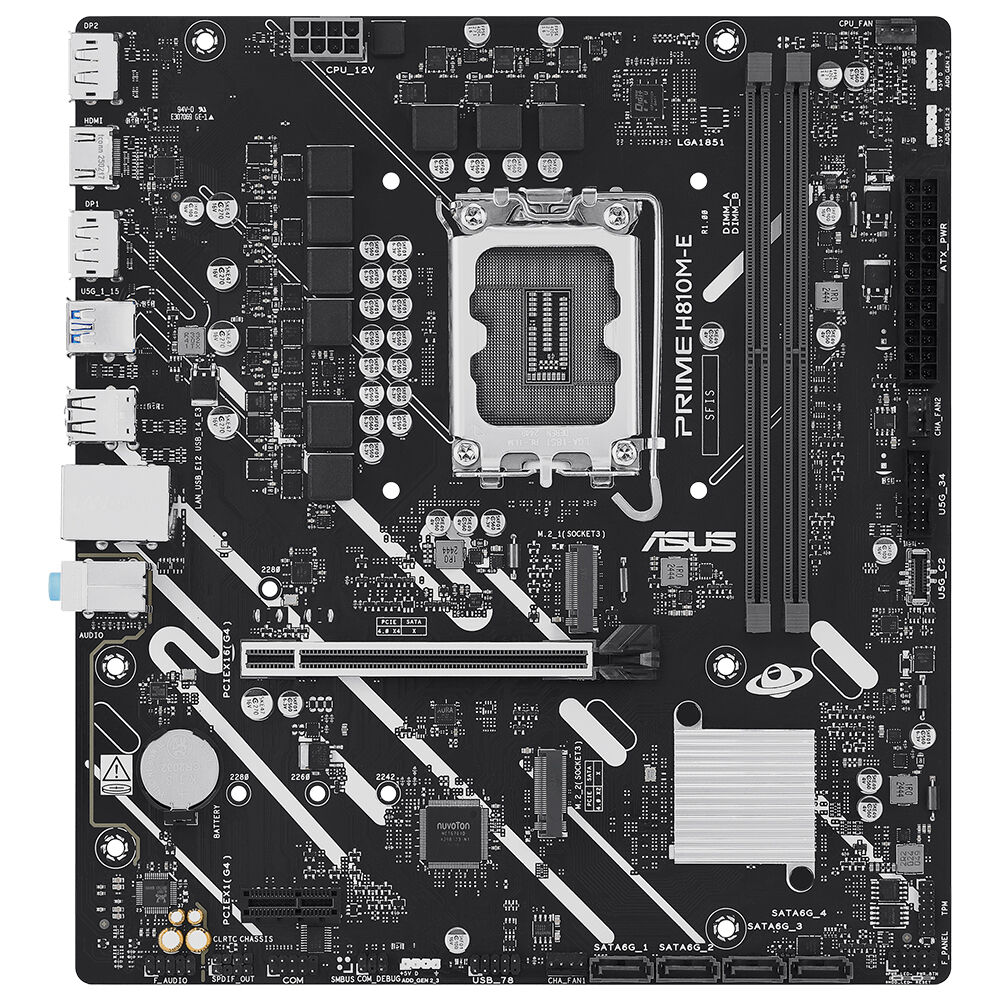 ASUS PRIME H810M-E-CSM Intel H810 LGA1851 DDR5 6400 2xDP HDMI Çift M2 USB3.2 AURA RGB mATX 6+1+1+1 Güç Aşamaları, Uzaktan Yönetim Yazılımı, Ready for Advanced AI PC resmi