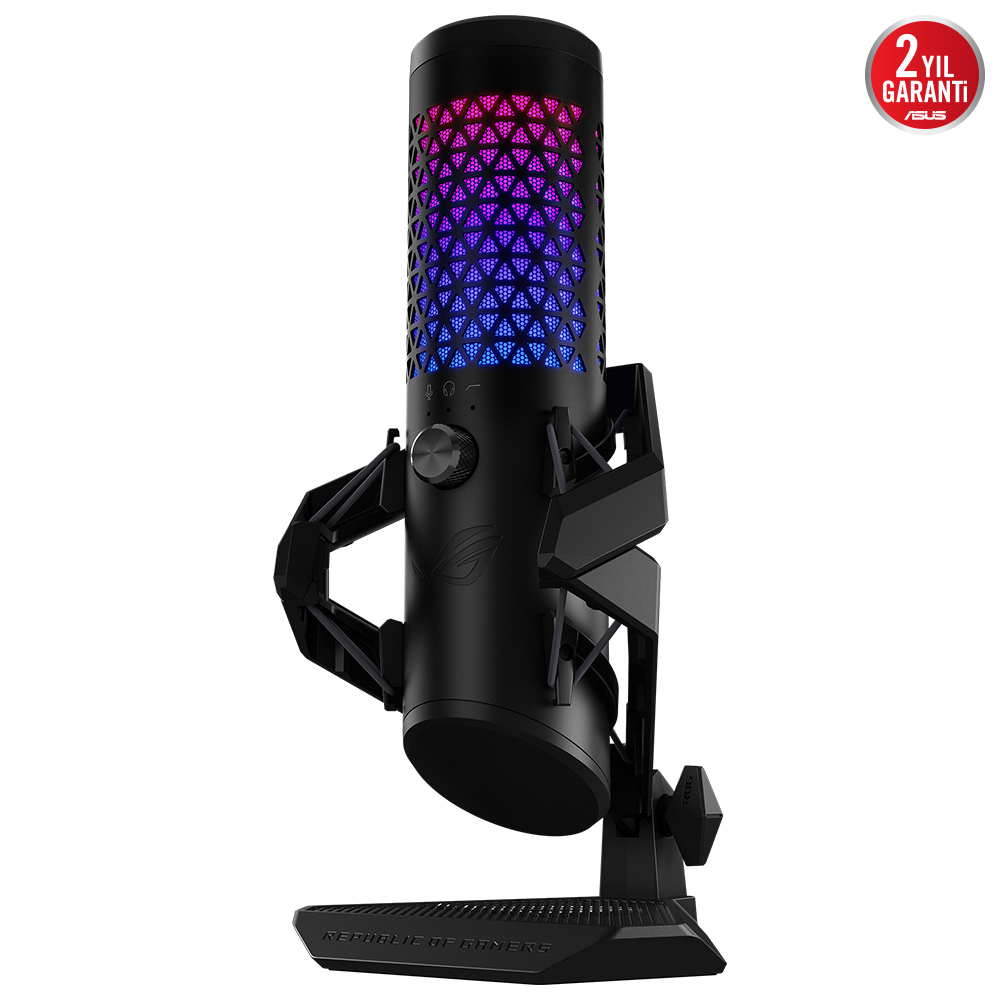 ASUS ROG CARNYX PROFESYONEL KARDİOİD KONDENSER OYUN MİKROFONU STÜDYO KALİTESİNDE 25 MM KONDENSER KAPSÜL 192 kHz / 24-bit ÖRNEKLEME HIZI YÜKSEK GEÇİŞ FİLTRESİ DAHİLİ POP FİLTRESİ AURA SYNC RGB PROFESYONEL YAYINCI MİKROFONU resmi