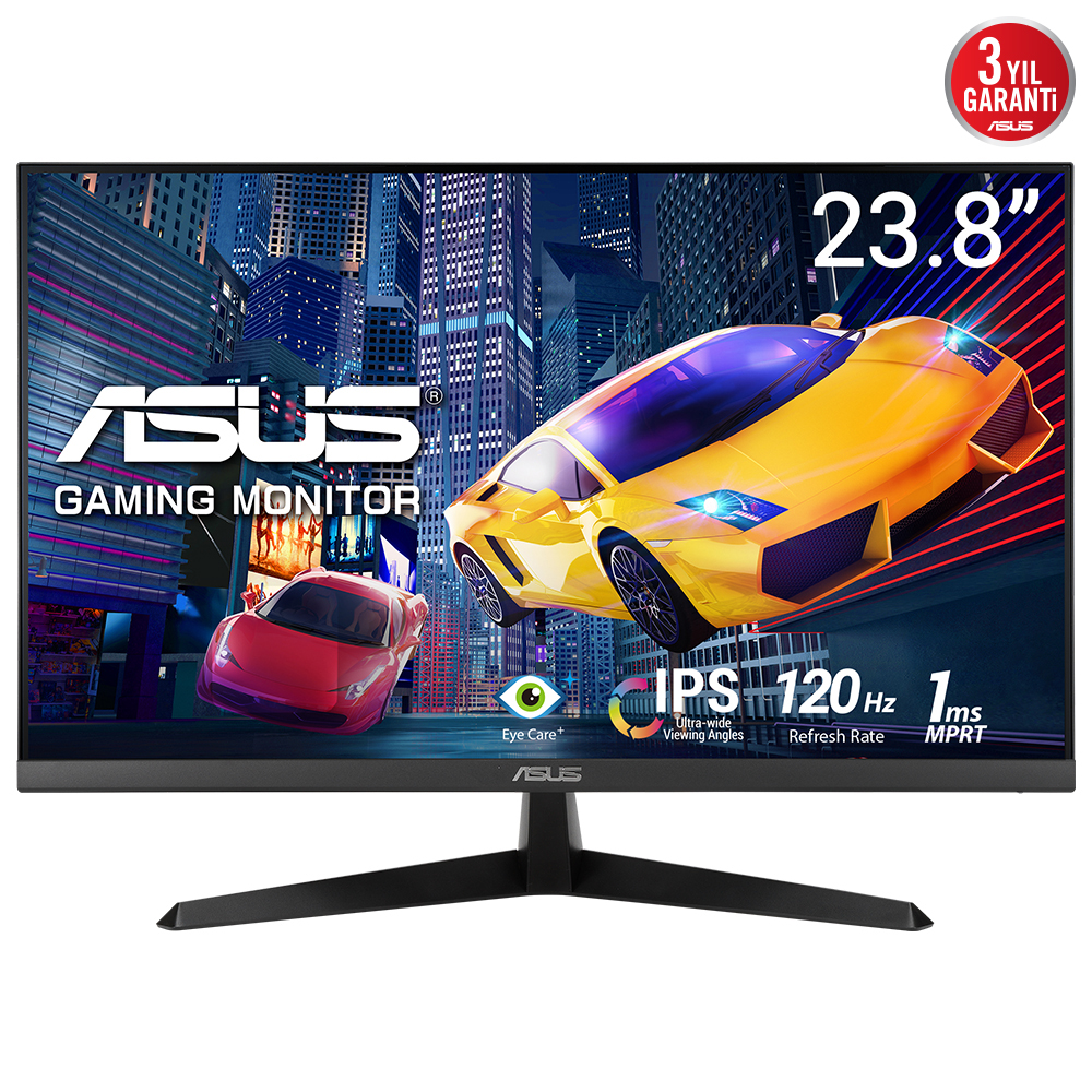 ASUS VY249HGR 23.8 IPS 1920x1080 1ms 120Hz 250cd HDMI VGA  VESA 3YIL EYECARE PLUS FLICKER-FREE ÇERÇEVESİZ DÜŞÜK MAVİ IŞIK Antibakteriyel Kaplama MONİTÖR resmi
