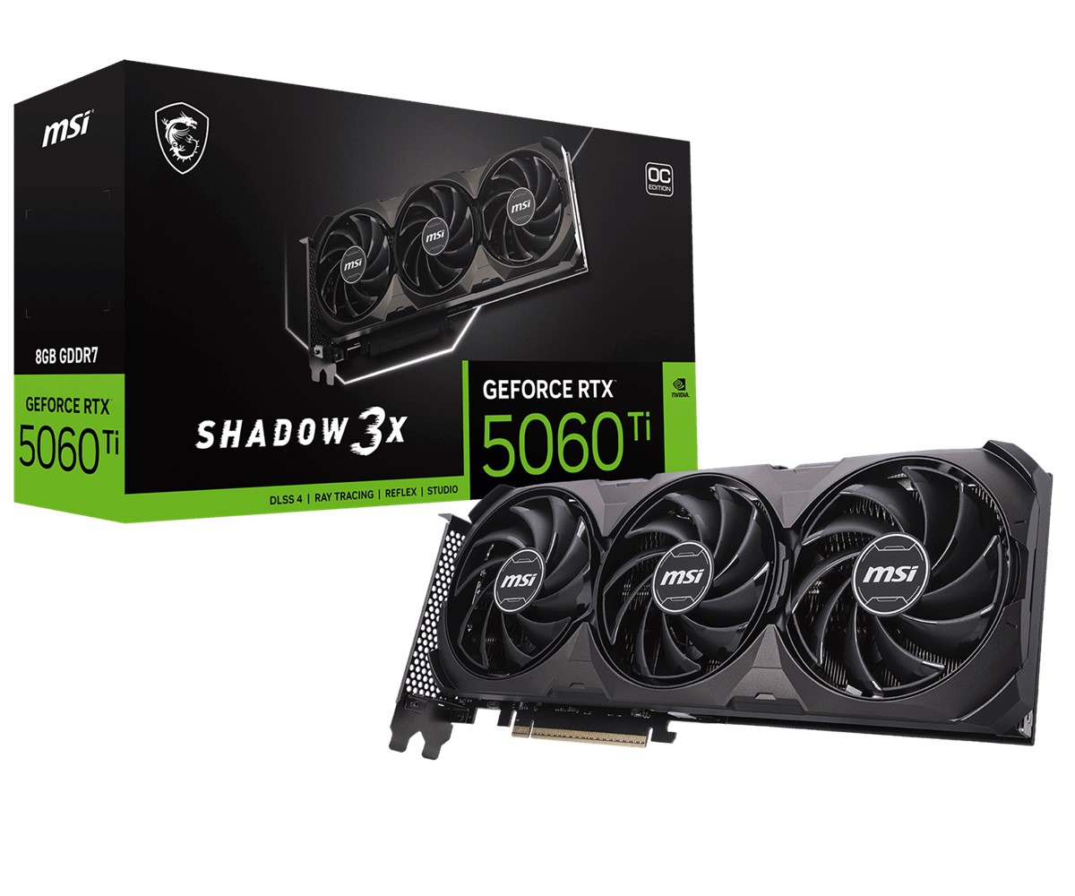 MSI VGA GEFORCE RTX 5060 TI 8G SHADOW 3X OC CLASSIC RTX5060TI 8GB GDDR7 128B DX12 PCIE 5.0 X16 (3XDP 1XHDMI) resmi
