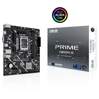 ASUS PRIME H810M-K INTEL H810 LGA1851 DDR5 6400 HDMI VGA M2 USB3.2 AURA RGB MATX 6+1+1+1 GÜÇ AŞAMALARI 1 X USB 5GBPS USB TYPE-C BAŞLIĞI READY FOR ADVANCED AI PC resmi